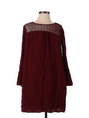 GAP Long Sleeve Crochet Yoke Dress - Burgundy